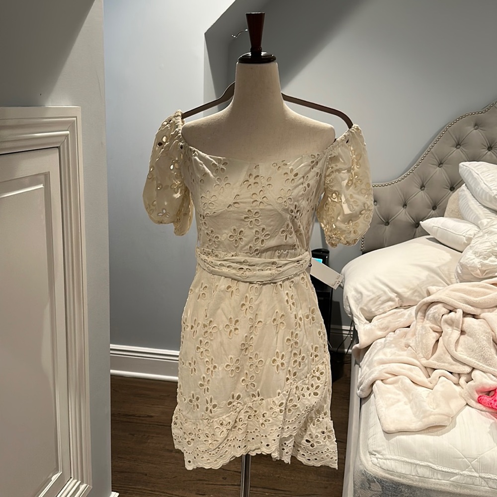 Off white eyelet Winston White off the shoulder dress